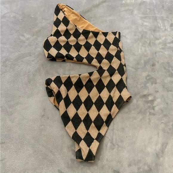 New! BEACH RIOT Celine One-Piece harlequin diamond pattern 24158 - Picture 8 of 10